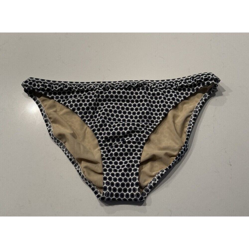 NEW J. Crew Bikini Bottom Navy White Polka Dot Print Ruffle Trim Preppy Nautical